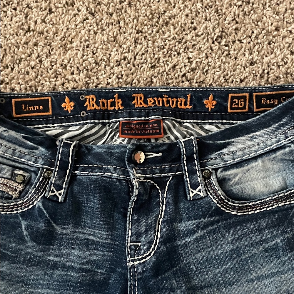 Rock Revival Dark Blue Relaxed Women’s Crop Jeans